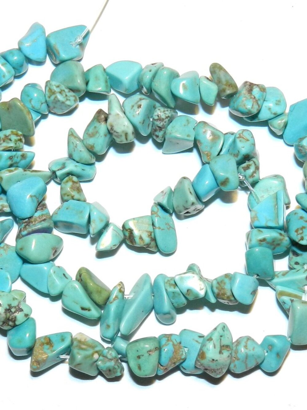 NG1966 Blue-Green Turquoise Medium 5mm - 12mm Magnesite Gemstone Chip Beads 15"
